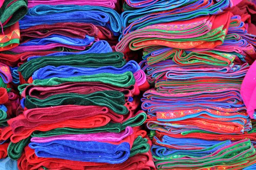 Textiles at the indian market in Peru