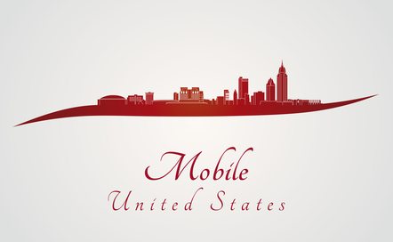 Mobile skyline in red