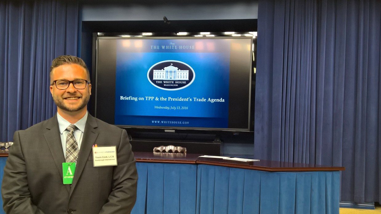 Travis Cook of Scarbrough International, Ltd. at the White House TPP Briefing on July 13, 2016